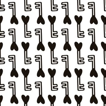 Seamless pattern with a heart-shaped key.vector illustration Stock Illustration