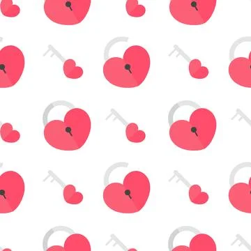 Seamless pattern of heart shaped locks and keys 2 Illustrazione stock
