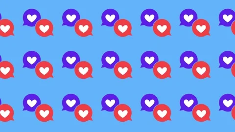 Seamless pattern of heart speech bubble and social communication icons in a tile Stock Footage 323021789