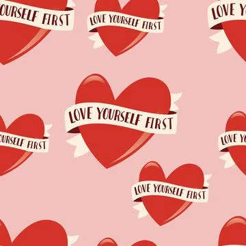 Seamless pattern with heart symbol and ribbon for Happy Valentine's day. Stock Illustration