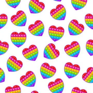 Seamless pattern, heart toy, pop it, simple dimple Stock Illustration
