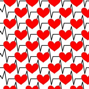 Seamless pattern with heartbeat symbol Stock Illustration