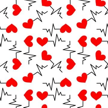 Seamless pattern with heartbeat symbol Stock Illustration