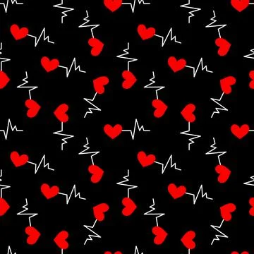 Seamless pattern with heartbeat symbol Stock Illustration