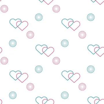 Seamless pattern with hearts and circles. Love theme. Stock Illustration
