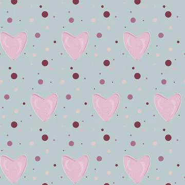 Seamless pattern of hearts and circles. Stock Illustration