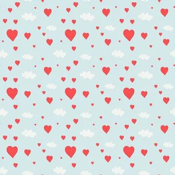 Seamless pattern with hearts and clouds. Vector イラスト素材