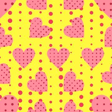 Seamless pattern with hearts and dots in a pop art style. Vector illustration Stock Illustration