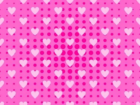 Seamless pattern with hearts and dots in a pop art style. Vector illustration Illustrazione stock