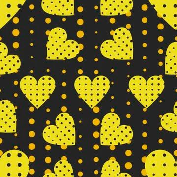 Seamless pattern with hearts and dots in a pop art style. Vector illustration イラスト素材