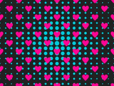 Seamless pattern with hearts and dots in a pop art style. Vector illustration Illustrazione stock