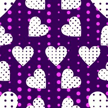 Seamless pattern with hearts and dots in a pop art style. Vector illustration 库存插图