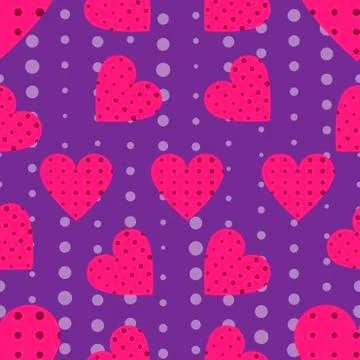 Seamless pattern with hearts and dots in a pop art style. Vector illustration イラスト素材