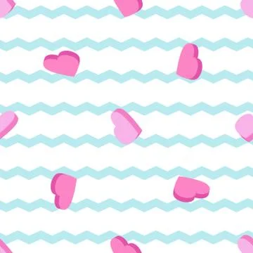 Seamless pattern with hearts and stripes Stock Illustration
