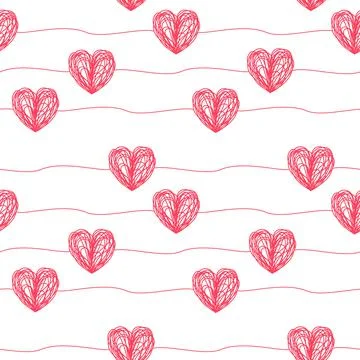 Seamless pattern with hearts and stripes Stock Illustration