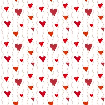 Seamless pattern of hearts and waves Stock Illustration