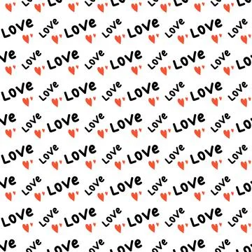 Seamless pattern with hearts and the word love Stock Illustration