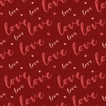 Seamless pattern with hearts and the word love vector illustration Stock Illustration