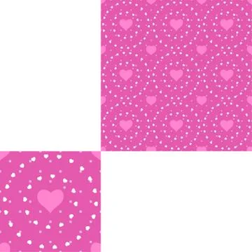 Seamless pattern from hearts arranged in circles on the pink background for h Stock Photos