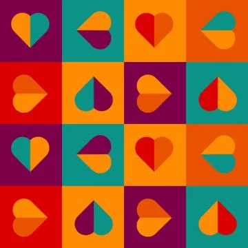Seamless pattern with hearts in bright colors Stock Illustration