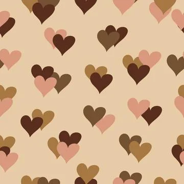 Seamless pattern of hearts in brown colors. Paired hearts, love Stock Illustration