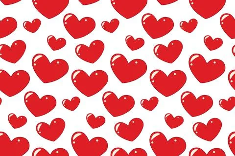 Seamless Pattern of hearts in cartoon style in trendy shades. Isolate Stock Illustration