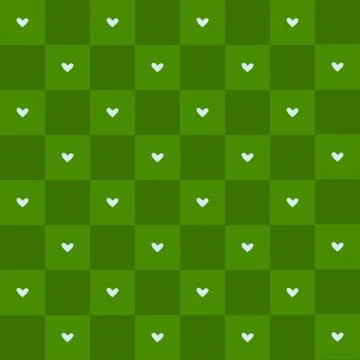 Seamless pattern with hearts on checkered background in romantic vintage style. Stock Illustration