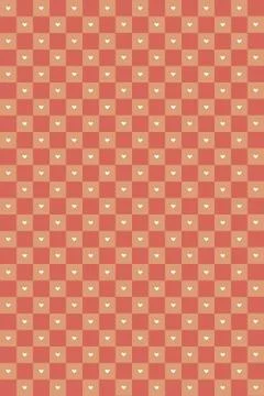 Seamless pattern with hearts on checkered background in romantic vintage style. Stock Illustration