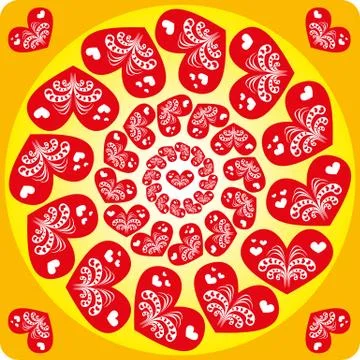 Seamless pattern with hearts in a circle Stock Illustration