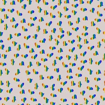 Seamless pattern of hearts of different shapes painted in the colors of the r Stock Illustration
