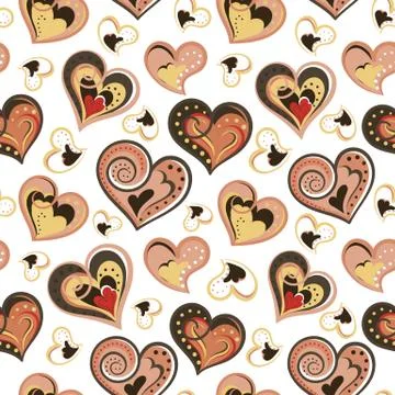 Seamless pattern with hearts. Freehand drawing. Can be used on packaging paper Illustrazione stock