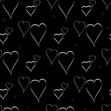 Seamless pattern with hearts. Hand drawn background. Black and white minimali Stock-Illustration
