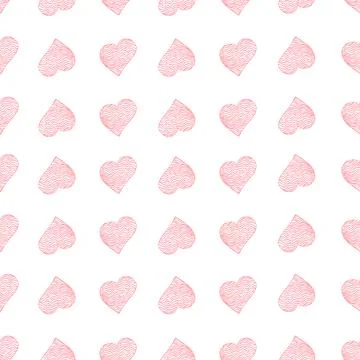 Seamless Pattern with Hearts. Hand Drawn Valentines Background. Stock Illustration
