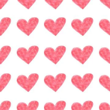 Seamless Pattern with Hearts. Hand Drawn Valentines Background. Stock Illustration