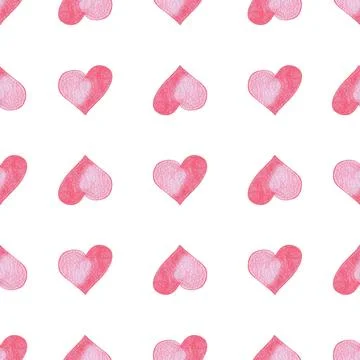 Seamless Pattern with Hearts. Hand Drawn Valentines Background. Stock Illustration