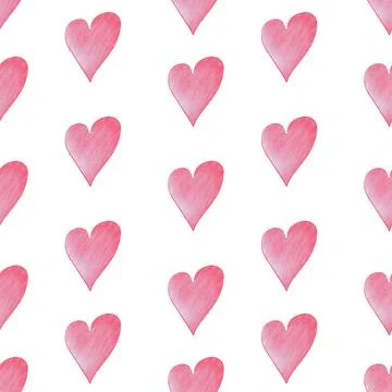 Seamless Pattern with Hearts. Hand Drawn Valentines Background. Stock Illustration