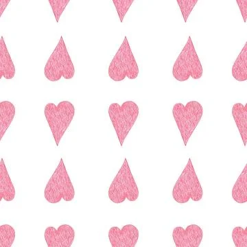 Seamless Pattern with Hearts. Hand Drawn Valentines Background. Illustrazione stock