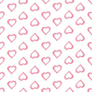 Seamless Pattern with Hearts. Hand Drawn Valentines Background. Stock Illustration