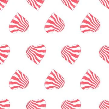 Seamless Pattern with Hearts. Hand Drawn Valentines Background. Stock Illustration