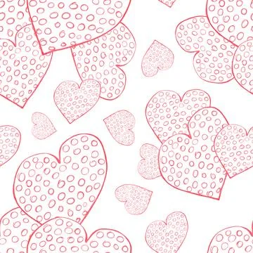 Seamless Pattern with Hearts. Hand Drawn Valentines Background. Illustrazione stock