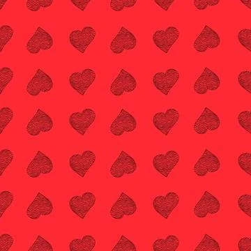 Seamless Pattern with Hearts. Hand Drawn Valentines Background. Stock Illustration