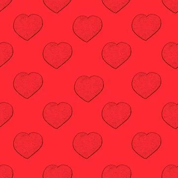 Seamless Pattern with Hearts. Hand Drawn Valentines Background. Stock Illustration