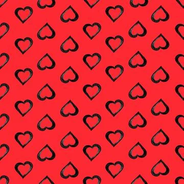 Seamless Pattern with Hearts. Hand Drawn Valentines Background. Stock Illustration