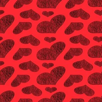 Seamless Pattern with Hearts. Hand Drawn Valentines Background. Stock Illustration