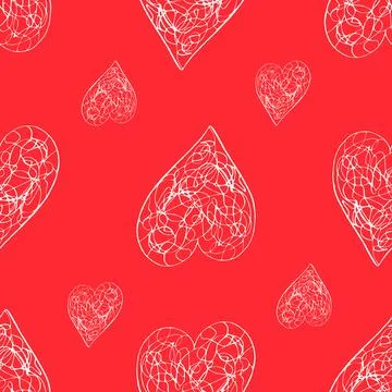 Seamless Pattern with Hearts. Hand Drawn Valentines Background. Stock Illustration