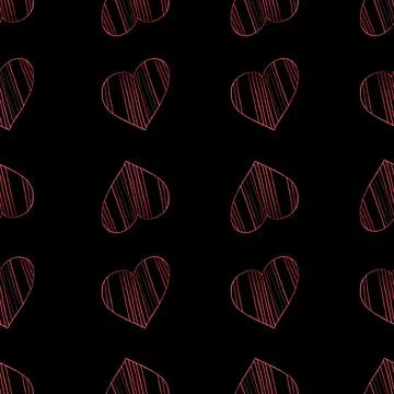 Seamless Pattern with Hearts. Hand Drawn Valentines Background. Stock Illustration