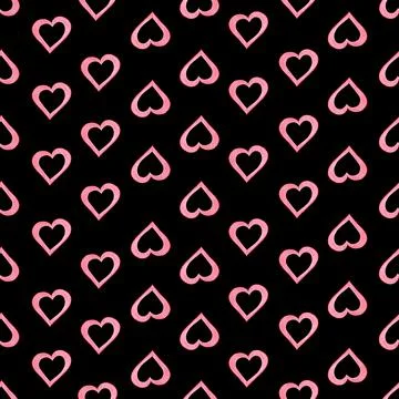 Seamless Pattern with Hearts. Hand Drawn Valentines Background. Stock Illustration