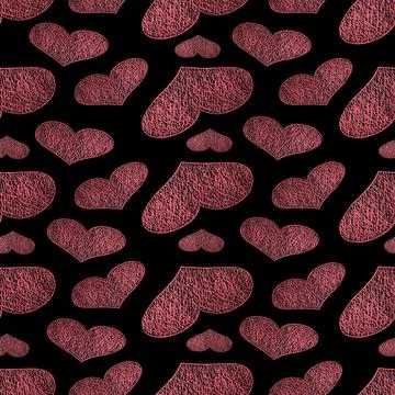 Seamless Pattern with Hearts. Hand Drawn Valentines Background. Stock Illustration