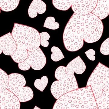 Seamless Pattern with Hearts. Hand Drawn Valentines Background. Stock Illustration