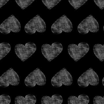 Seamless Pattern with Hearts. Hand Drawn Valentines Background. Stock Illustration
